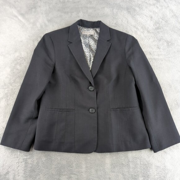 Kasper Blazer Womens 14 Black Two Button Career Work Office Jacket Suit Coat - Picture 1 of 8